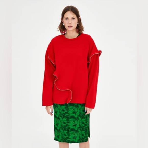 ZARA SWEATSHIRT WITH ZIPS SIZE M - Picture 2 of 8